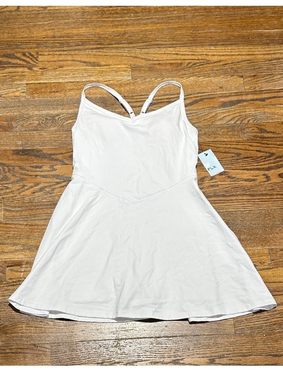 FLX Tops - FLX White Strappy Skater Dress / Skort built in cups, pocket and shorts
